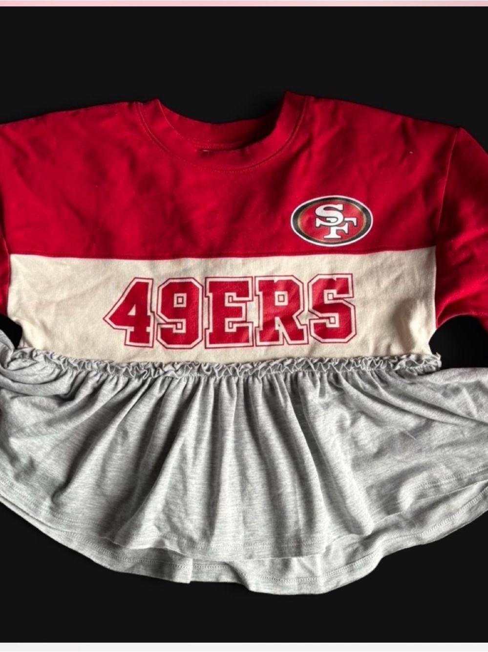 NFL Girls' Red & Gray 49ERS Peplum Sweatshirt